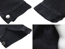 画像をギャラリービューアに読み込む, 新品同様 PRADA プラダ 23SS ノーカラーデニムジャケット トライアングルロゴ Mサイズ コットン ブラック 中古 61508