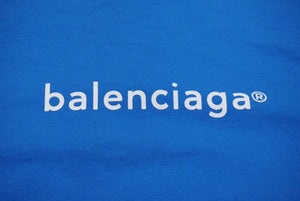 極美品 BALENCIAGA バレンシアガ COPYRIGHT コピーライト ロゴプリント半袖Ｔシャツ コットン ブルー XS 中古 61531