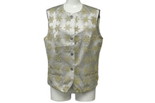 Load image into Gallery viewer, HERMES エルメス マルジェラ期 シルク ベスト 雪 結晶 グレー系 ベージュ ジレ 柄 アウター サイズ40 良品 中古 61543