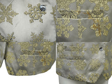 Load image into Gallery viewer, HERMES エルメス マルジェラ期 シルク ベスト 雪 結晶 グレー系 ベージュ ジレ 柄 アウター サイズ40 良品 中古 61543