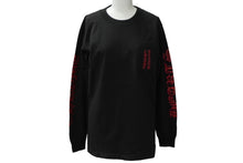 画像をギャラリービューアに読み込む, CHROME HEARTS クロムハーツ 長袖Ｔシャツ ブランドロゴ スクロールロゴ サイズS ブラック レッド コットン 美品 中古 61550