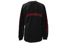 画像をギャラリービューアに読み込む, CHROME HEARTS クロムハーツ 長袖Ｔシャツ ブランドロゴ スクロールロゴ サイズS ブラック レッド コットン 美品 中古 61550