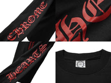 画像をギャラリービューアに読み込む, CHROME HEARTS クロムハーツ 長袖Ｔシャツ ブランドロゴ スクロールロゴ サイズS ブラック レッド コットン 美品 中古 61550