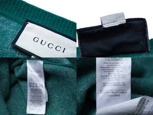 GUCCI グッチ GG柄 Vネックニット セーター グリーン 20SS サイズXL ウール 597725 XKA4R 美品 中古 61555