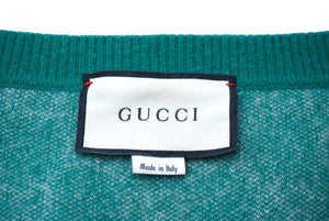 GUCCI グッチ GG柄 Vネックニット セーター グリーン 20SS サイズXL ウール 597725 XKA4R 美品 中古 61555