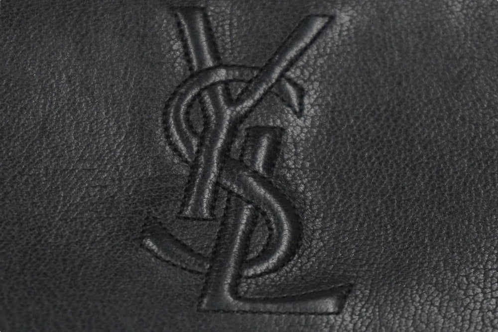 YVES SAINT LAURENT イヴ サンローラン 長財布 ラウンドファスナー YSLロゴ 352904 レザー ブラック 美品 中古 61569