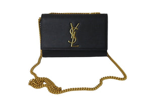 YVES SAINT LAURENT イヴ サンローラン ケイト スモール ショルダーバッグ 469390BOW0J1000 ブラック ゴールド金具  美品 中古 61570 – Casanova Vintage