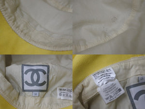 CHANEL CHANEL Sports Line Logo Bucket Hat Yellow Beige Here Mark Hat Accessory Size 57 Good Condition Used 61618