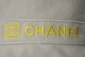 CHANEL CHANEL Sports Line Logo Bucket Hat Yellow Beige Here Mark Hat Accessory Size 57 Good Condition Used 61618