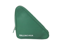 Load image into Gallery viewer, BALENCIAGA バレンシアガ トライアングル レザー クラッチバッグ グリーン 476976 ロゴ 鞄 手持ち ポーチ 美品 中古 61626