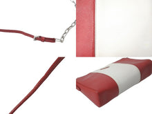 Load image into Gallery viewer, PRADA プラダ ショルダーバッグ サフィアーノレザー チェーンショルダー トライアングルロゴ レッド ホワイト 美品 中古 61629