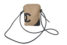 Load image into Gallery viewer, CHANEL シャネル カンボンライン ショルダーバッグ 9番台 ラムスキン ベージュ ブラック シルバー金具 良品 中古 61633