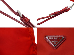 PRADA プラダ ナイロン 巾着 ポーチ レッド トライアングルロゴ 小物入れ ミニバッグ レザー テスート 美品 中古 61644 –  Casanova Vintage