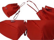 Load image into Gallery viewer, PRADA プラダ ナイロン 巾着 ポーチ レッド トライアングルロゴ 小物入れ ミニバッグ レザー テスート 美品 中古 61644