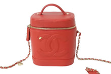 画像をギャラリービューアに読み込む, 極美品 CHANEL シャネル 2wayチェーンバニティバッグ 27番台 ココマーク カーフスキン レッド ゴールド金具 中古 61646
