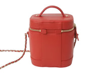 画像をギャラリービューアに読み込む, 極美品 CHANEL シャネル 2wayチェーンバニティバッグ 27番台 ココマーク カーフスキン レッド ゴールド金具 中古 61646
