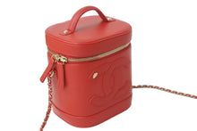 画像をギャラリービューアに読み込む, 極美品 CHANEL シャネル 2wayチェーンバニティバッグ 27番台 ココマーク カーフスキン レッド ゴールド金具 中古 61646