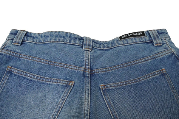 Excellent condition BALENCIAGA baggy denim shorts with front logo, blue, 641464 TDW15 4762 Size 30 Used 61658