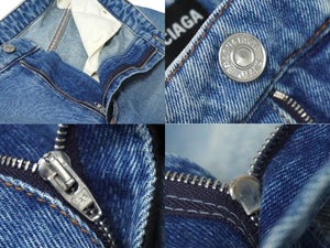 Excellent condition BALENCIAGA baggy denim shorts with front logo, blue, 641464 TDW15 4762 Size 30 Used 61658