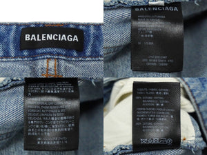 Excellent condition BALENCIAGA baggy denim shorts with front logo, blue, 641464 TDW15 4762 Size 30 Used 61658