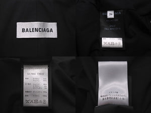 極美品 BALENCIAGA バレンシアガ 16FW スウィング パーカー ジャケット ブラック 517990 ロゴ 刺繍 アウター サイズ34 中古 61660