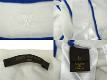 画像をギャラリービューアに読み込む, LOUIS VUITTON ルイヴィトン ニット セーター サイズL ブランドロゴ 刺繍 ボーダー ホワイト ブルー 良品 中古 61667