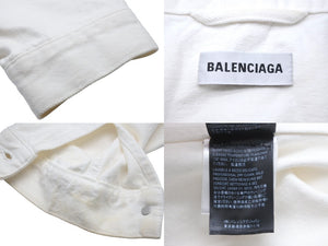 BALENCIAGA バレンシアガ 19SS カットウエストバンド デニムジャケット サイズ40 ホワイト コットン 556728 良品 中古 61673