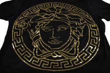 Load image into Gallery viewer, 極美品 VERSACE ヴェルサーチ メデューサ プリント 半袖Ｔシャツ ブラック ゴールド トップス A73738 サイズXXL 中古 61677