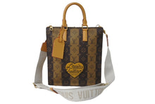 画像をギャラリービューアに読み込む, LOUIS VUITTON ルイヴィトン サックプラ メッセンジャー トートバッグ NIGO M45969 モノグラムストライプ ブラウン 美品 中古 61681