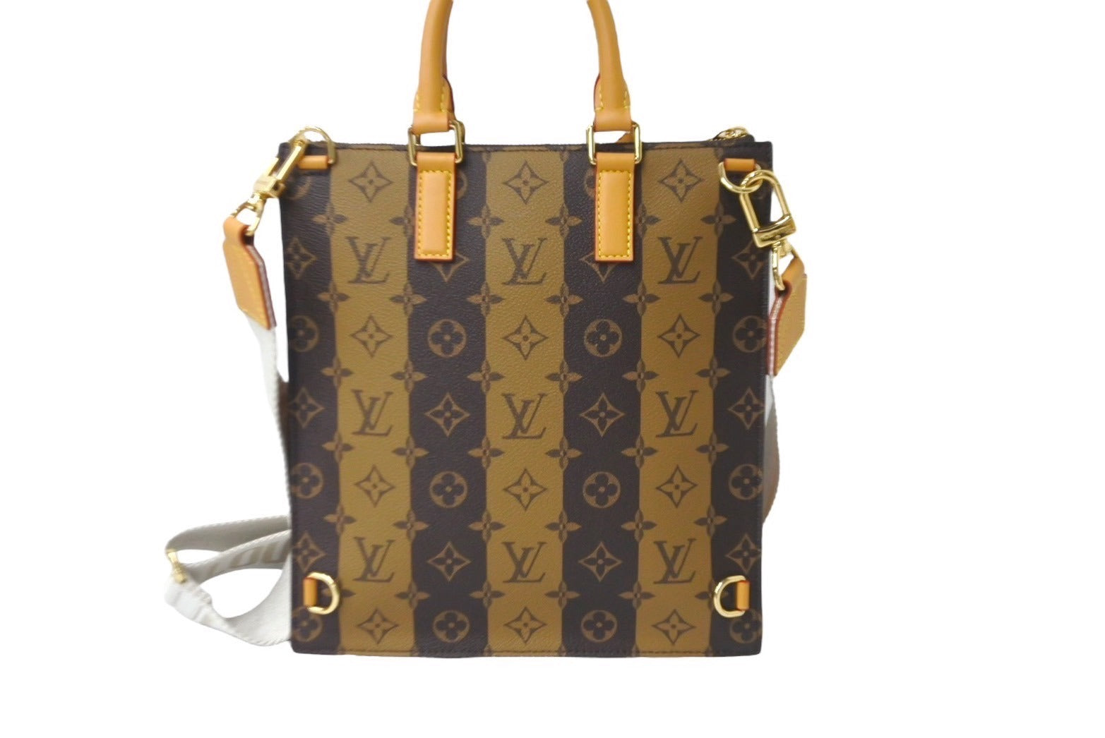 LOUIS VUITTON ルイヴィトン サックプラ メッセンジャー トートバッグ NIGO M45969 モノグラムストライプ ブラウン 美品 中古  61681 – Casanova Vintage