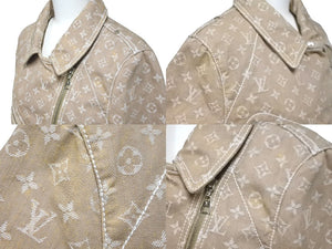 LOUIS VUITTON ルイヴィトン モノグラム ライダースデニムジャケット RW071W WKJA02CF7 サイズ40 ベージュ 美品 中古 61686