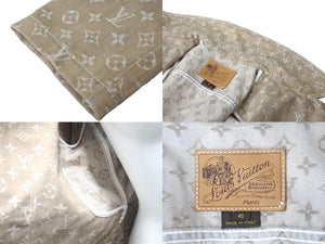 LOUIS VUITTON ルイヴィトン モノグラム ライダースデニムジャケット RW071W WKJA02CF7 サイズ40 ベージュ 美品 中古 61686