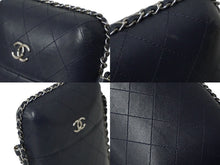 画像をギャラリービューアに読み込む, CHANEL シャネル フォンケース チェーンショルダーバッグ 25番台 ネイビー シルバー金具 美品 中古 61692