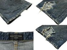 画像をギャラリービューアに読み込む, 極美品 BALENCIAGA バレンシアガ バギーデニムパンツ 745213 日本製 サイズXS ブルー 中古 61696
