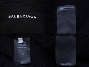 BALENCIAGA バレンシアガ パーカー 17SS サイズXL ブラック コットン パリ ロゴ プリント 460610 美品 中古 61724