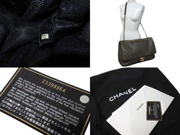 極美品 CHANEL シャネル ジャンボ マトラッセ ショルダーバッグ カーキ チェーンショルダー デカマト 中古 61732