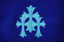 画像をギャラリービューアに読み込む, 新品未使用 CHROME HEARTS クロムハーツ ニットキャップ CHクロス サイズONE SIZE/23cm アクリル ブルー 刺繍 ロゴ 中古 61733