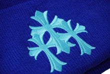 画像をギャラリービューアに読み込む, 新品未使用 CHROME HEARTS クロムハーツ ニットキャップ CHクロス サイズONE SIZE/23cm アクリル ブルー 刺繍 ロゴ 中古 61733