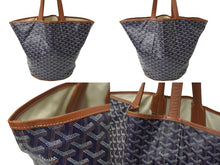 画像をギャラリービューアに読み込む, GOYARD ゴヤール ベラーラMM リバーシブル トートバッグ ネイビー ブラウン ナチュラル 良品 中古 61752