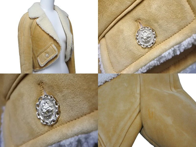 CHANEL Jacket Blouson Outerwear P64480 2020 Mouton Beige Yellow Size 34 Gold Good Condition Used 61757