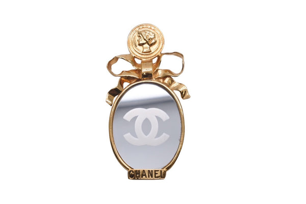 CHANEL シャネル ココマーク ミラー リボン ヴィンテージ ブローチ ゴールド アクセサリー レディース 小物 美品 中古 61779