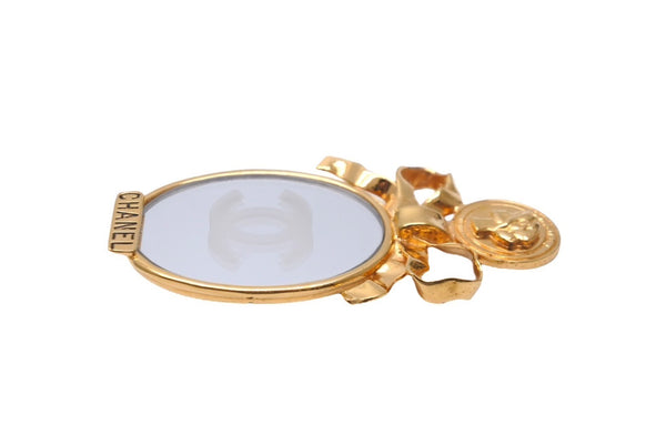 CHANEL シャネル ココマーク ミラー リボン ヴィンテージ ブローチ ゴールド アクセサリー レディース 小物 美品 中古 61779