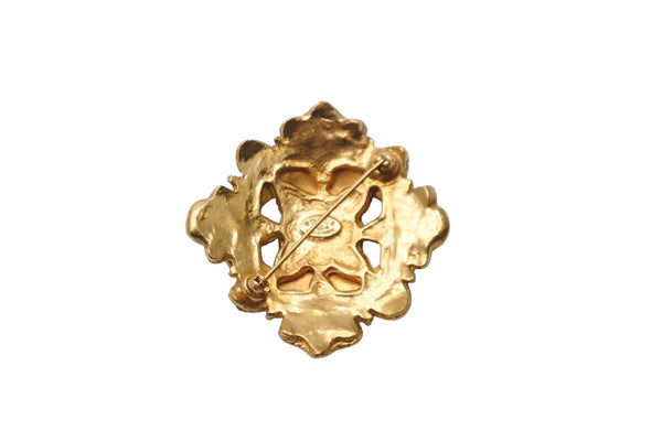 CHANEL Colored Stone Gold Brooch 94A Green Red Gold Hardware Accessory Good Condition Used 61781