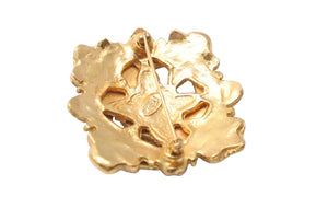 CHANEL Colored Stone Gold Brooch 94A Green Red Gold Hardware Accessory Good Condition Used 61781