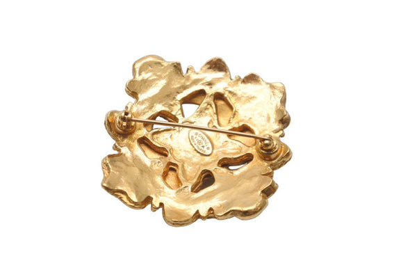 CHANEL Colored Stone Gold Brooch 94A Green Red Gold Hardware Accessory Good Condition Used 61781