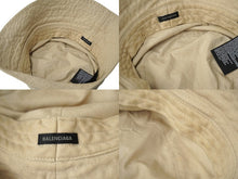 画像をギャラリービューアに読み込む, BALENCIAGA バレンシアガ ロゴ デニム バケットハット サイズM-60cm ベージュ コットン 719120 良品 中古 61807