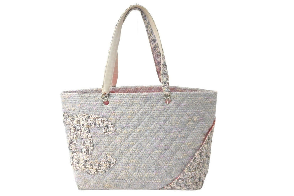 CHANEL CHANEL Tote Bag Coco Mark Cambon Line A25170 No. 9 2005 Tweed Gray Silver Hardware Good Used 61819