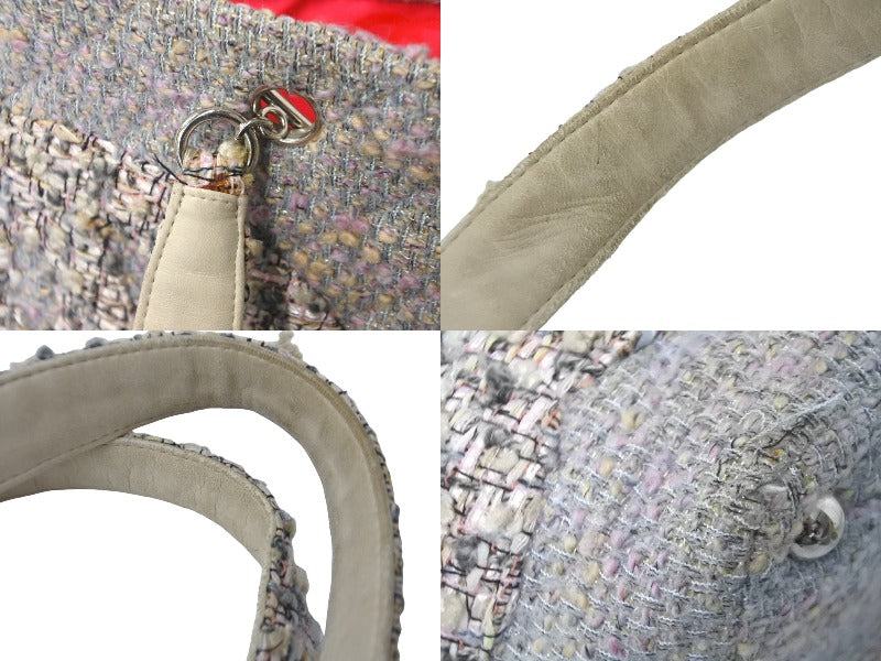 CHANEL CHANEL Tote Bag Coco Mark Cambon Line A25170 No. 9 2005 Tweed Gray Silver Hardware Good Used 61819