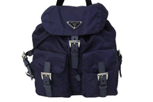 Load image into Gallery viewer, 極美品 PRADA プラダ リュック デイパック バックパック Wポケット トライアングルロゴ ナイロン ネイビー 1BZ677 中古 61830