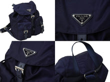 Load image into Gallery viewer, 極美品 PRADA プラダ リュック デイパック バックパック Wポケット トライアングルロゴ ナイロン ネイビー 1BZ677 中古 61830